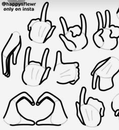 hand gestures drawn in black and white