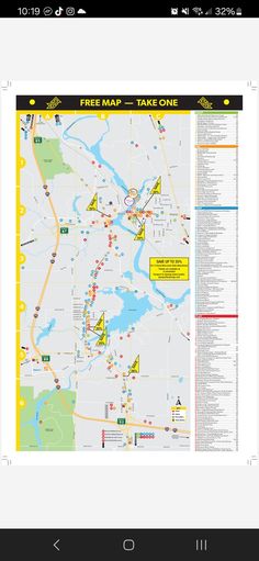 a map with yellow and red lines on it