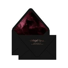 black envelope with red velvet lining