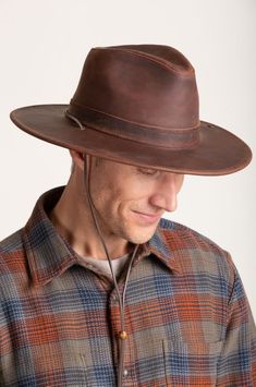 Image Outback Hat, Leather Hats, Distressed Leather, Hats, Leather