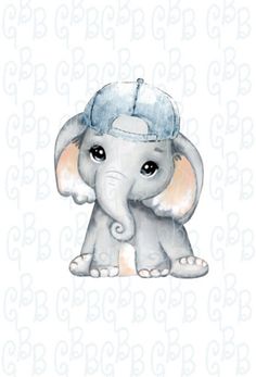 an elephant with a hat on it's head is standing in front of a white background