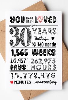 a greeting card with the words you have loved for 30 years