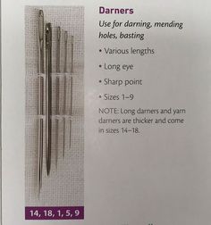 the package contains four different types of knitting needles