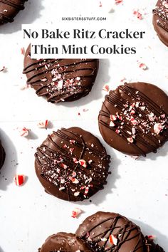 no bake ritz cracker thin mint cookies with chocolate and sprinkles