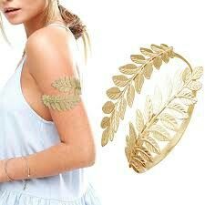 Gold Leaf Headband, Upper Arm Cuff, Upper Arm Cuffs, Arm Bracelets Upper, Hallowen Ideas, Belly Dance Jewelry, Leaves Headband, Goddess Costume, Laurel Leaf