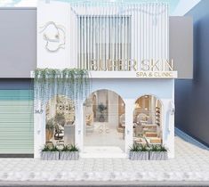 an artist's rendering of the exterior of a spa and clinic with plants growing out of it