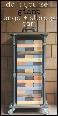 a cart made out of wooden planks with the words do it yourself giant and storage cart