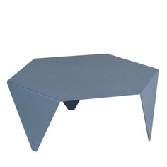 a blue coffee table with triangular legs