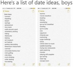 there's a list of date ideas, boys and girls on the webpage