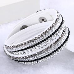 fashion multilayer rhinestone leather crystal wrap bracelet Wrap Armband, Bracelet Crystal, Couple Jewelry, Bohemian Bracelets, White Rhinestone, Layered Bracelets, Bracelets For Women, Gorgeous Bracelet, Rhinestone Bracelet