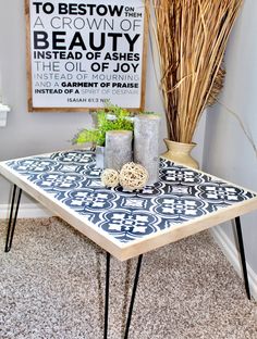 a table that has some plants on it