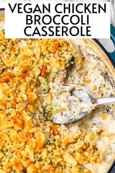 a close up of a casserole with broccoli and cheese in it