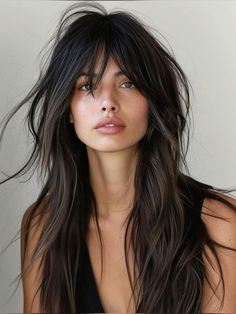 long hairstyles Curly To Straight Hair, Feathered Bangs, Long Shag Haircut, Long Shag, Choppy Layers, Shag Hairstyles, Haircuts Straight Hair, Shag Haircut, Long Hair With Bangs