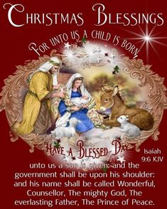 a christmas card with the birth of jesus