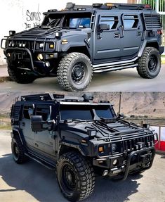 two pictures of the same vehicle in different stages of being painted gray and black, one is