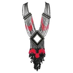 A Statement Neon & Black Tasselled Panel Necklace. Blackened metalwork contrasts to perfection with the neon pink and rhinestone panels. The finishing tassel giving an air of movement and freedom. An absolute stunner that will be certain to turn heads. An unsigned beauty. A rare treasure. Just because a jewel doesn’t carry a designer name, doesn’t mean it isn't coveted. The unsigned beauties in our collection are sourced specifically by Jennifer for their standout style, craftmanship and endurin 2000s Art, Neon Black, Statement Art, Designer Name, Vintage Jewels, Art Deco Inspired, Multi Strand Necklace, Inspiration Art, Vintage Jewellery