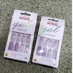 Kiss Gel Fantasy Ready-To-Wear Press-On Gel Nails Large. Color: 86794 Fl07. New As Pictured. Kiss Nails Glue On Short, Gel Stick On Nails, Kiss Nails Press On, Press On Nails Kiss, Kiss Gel Fantasy Nails, Kiss Press On Nails, Kiss Products, Press On, Kiss Nails