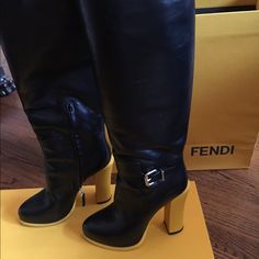 Fendi Boots Worn A Few Times Bought For $1750 Fendi Black Boots, Fendi Boots, Fendi Shoes, Shoes Heels Boots, Shoes Women Heels, Heeled Boots, Shoes Heels, Fendi, Women Shoes