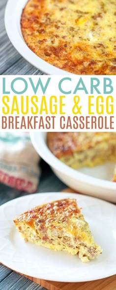 low carb sausage and egg breakfast casserole on a plate