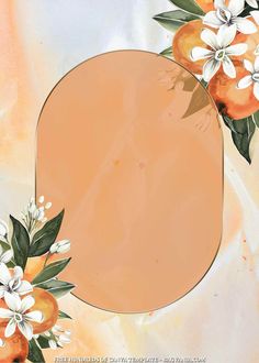 an orange and white background with flowers on it