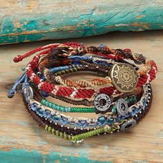 Look what I found at UncommonGoods: story of the earth set of 7 bracelets... for $45.64 #uncommongoods Earth Bracelet, Best Friend Christmas Gifts, Moda Hippie, Bags Online Shopping, Handcrafted Bracelets, Christmas Gifts For Friends, Unique Bracelets, Of The Earth, Unique Charms