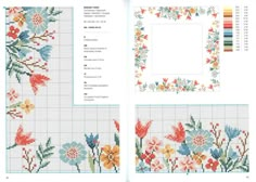 cross stitch pattern book with flowers and leaves