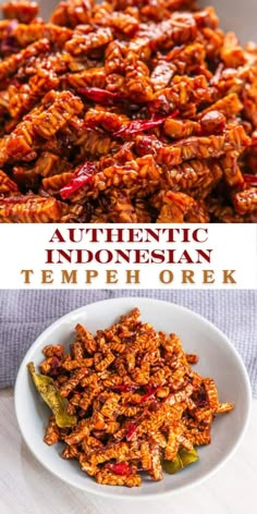 authentic indonesian tempehorek is served in a white bowl