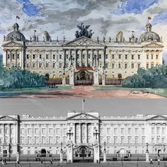 an old and new drawing of the white house