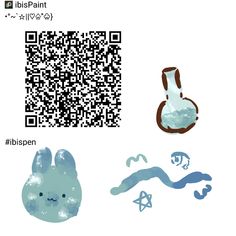 the qr code is displayed next to an image of a rabbit and other items