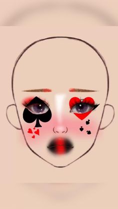 Makeup Ideas Drawing Halloween, Halloween Clown Makeup Aesthetic, Halloween Themed Makeup, Makeup Looks Drawing, Makeup Ideas Drawing, Arabic Eye Makeup, Simple Drawing Ideas, Holloween Makeup