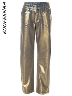 SPECIFICATIONSBrand Name: BOOFEENAAMaterial: PolyesterElasticity: Slight StrechFabric Type: StripeLength: Full LengthFit Type: LOOSEStyle: StreetwearDecoration: Coloured drawing or patternOrigin: Mainland ChinaCN: GuangdongSeason: Autumn/WinterJeans Style: STRAIGHTAge: MIDDLE AGEWaist Type: HIGHModel Number: women pantsRelease Date: Autumn 2023Thickness: RegularItem Type: JEANSGender: WOMENPlace Of Origin: China (Mainland)Closure Type: Button FlyWash: Distressedcolour: Gold, silverSize: S,M,Ldat Sparkly Jeans, Vintage Autumn, Women Streetwear, Jeans High Waist, Winter Jeans, Autumn 2023, High Waist Pants, Women Pants, Loose Style