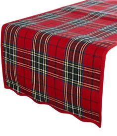 a red plaid table cloth on a white background