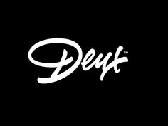 the word deut written in cursive script on a black background with white lettering