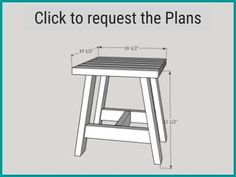 a wooden stool with the measurements for it