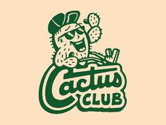 the cactus club logo is shown in green and white on a beige background with an image of a cacti