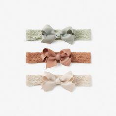 Neutral Lace Bow Baby Headband 3PK It's A Baby Girl, Baby Lace Headband, Baby Gift Box, Elegant Baby, Luxury Baby, Lace Headbands, Small Bows