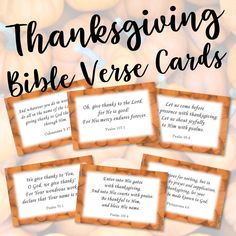 thanksgiving bible verse cards with pumpkins in the background