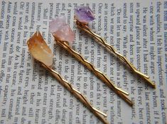 Diy Fairy Hair, Gold Bobby Pins, Beaded Hair Pins, Flower Resin Jewelry, Gifts Under 25, Wire Wrapping Diy, Crafting Inspiration, Raw Citrine