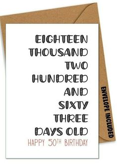 a birthday card with the words eighteen thousand thousand hundred hundred and sixty three days old