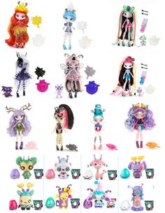 the monster dolls are all different colors and sizes