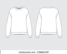 a white sweatshirt with long sleeves on a gray background, front and back view illustration