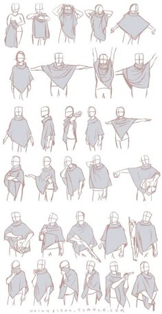 an image of some drawings of people in capes and cloaks with their arms spread out