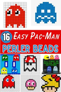 the cover of an easy pacman perler bead book