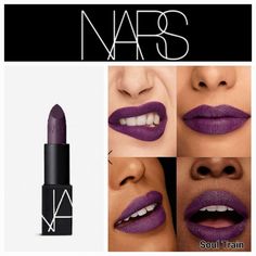 Color:Soultrain. New. Moderately Warm- Toned Dark Purple W/ A Matte Finish Nars Concealer Swatches, Dark Purple Lipstick, Nars Lip Pencil, Nars Audacious Lipstick, Nars Concealer, Nars Powermatte Lip Pigment, Matte Lipstick Colors, Nars Lipstick, Sheer Lipstick