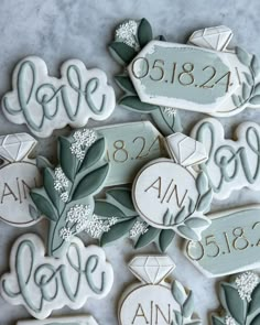 decorated cookies with names and date on them