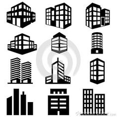 black and white silhouettes of buildings on a white background stock photo shutterstocker