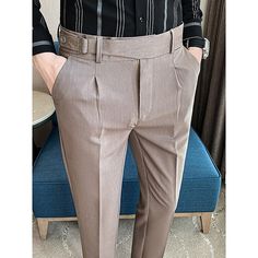 Season:Spring   Fall,Summer; Fabric:Polyester; Gender:Men's; Style:Elegant,Vintage; Occasion:Business,Casual; Fit Type:Regular Fit; Function:Comfort,Breathable; Waistline:High Waist; Pattern:Plain; Design:High Rise,Straight Leg,Pocket; Pants Type:Gurkha Pants,Suit Pants,Pleated Pants,Trousers,Dress Pants; Fly Type:Button,Zipper; Front page:FF; Listing Date:06/15/2023; Production mode:External procurement; Hips:; Length:; Waist: Gurkha Pants, Slim Fit Suit Pants, Modern Fit Suit, White Dress Pants, Wedding Social, Khaki Dress Pants, Social Dresses, Slim Fit Suits, Belt Design