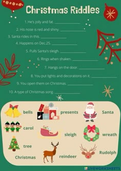 christmas riddles for kids and adults to play in the holiday themed game, which is also