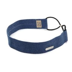 a blue headband with a metal buckle on the end and a black cord attached to it