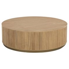 a round wooden table with a metal base and wood grained finish on the top